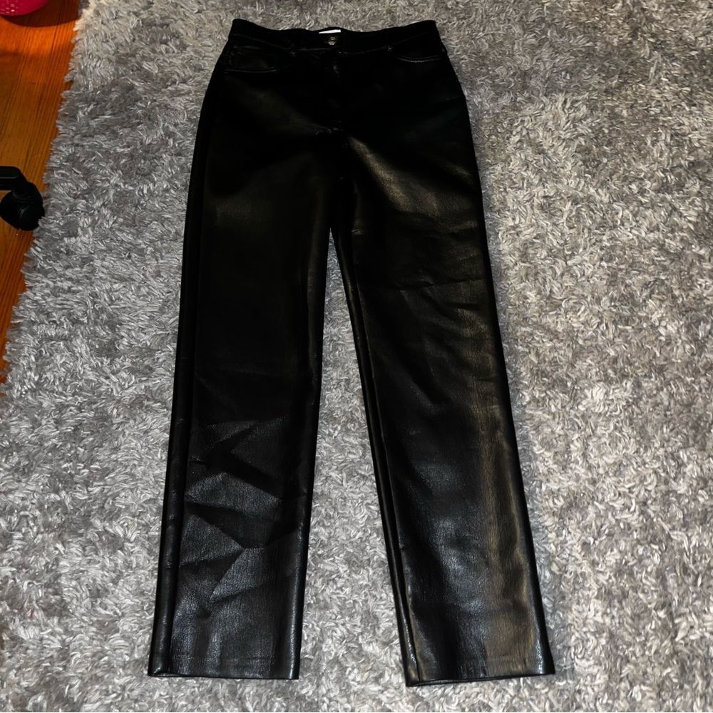 Aritzia Wilfred The Melina leather straight leg pants size 8